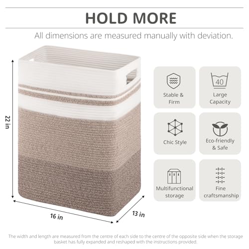 OIAHOMY Laundry Hamper Laundry Basket Cotton Rope Storage Baskets Yellow - color: Gradient Yellow