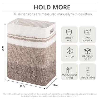 OIAHOMY Laundry Hamper Laundry Basket Cotton Rope Storage Baskets Yellow - color: Gradient Yellow