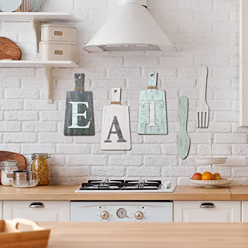 Jetec Cutting Board Eat Sign Set Wall Decor, Gray, White, Blue - color: Gray, White, Blue