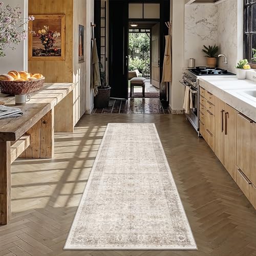 2x5 Runner Rug Neutral Vintage Washable Runner Rugs for Hallway Kitchen - color: Neutral Beige, size: 2'*5'(Runner)