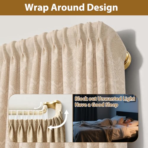 KAMANINA 2 Pack Double Curtain Rod 32 to 58 Inch, Gold Blackout Drapery Rod - color: Gold, size: 32-58" (2 Pack)