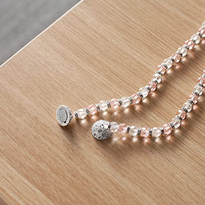 SUQ I OME Luxury Crystal Beaded Magnetic Curtain Tieback, Pink - color: Pink