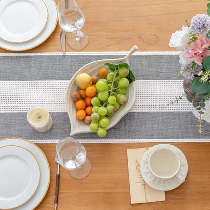 Line Macrame Table Runner, Black Table Runners 36 Inches Long - color: Black, size: 13"x36"