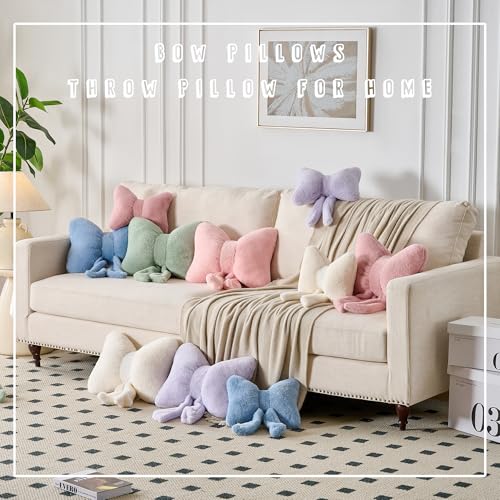 XIAIJIA Bow Pillow, Throw Pillows for Bed, Cute White Bow Pillows 12×9 in - color: White, size: 12"X 9"