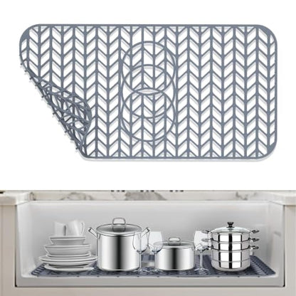 AWOKE Silicone Sink Protectors for Kitchen Sink 24x12.5in 3 Reserved Holes - size: 24 x 12.5