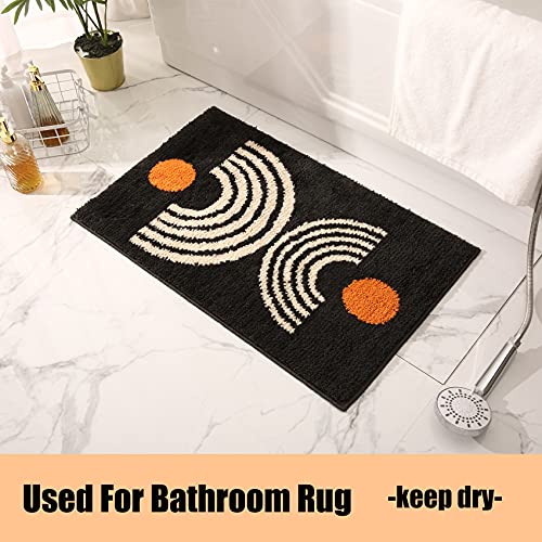 Boho Bathroom Rugs Non-Slip Abstract Bath Rugs Microfiber Cute Mat Black Washable for Tube/Washbasin/Toilet (Black-Music, 20"X32") - color: Black-music, size: 1'8" x 2'8" (Oblong)