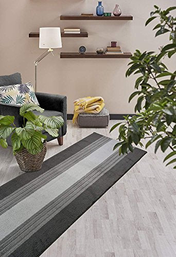 3 Ft Grey Entryway Kitchen Bath Rug Mat, Non Slip Washable, Soft - color: Anthracite Lines, size: 2'2" x 3' (Rectangular)