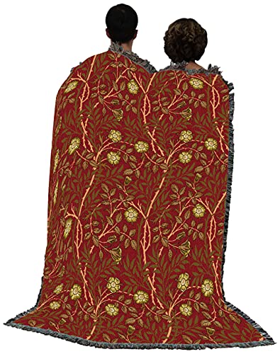 Pure Country Weavers William Morris Sweetbriar Scarlet Blanket - Arts & Crafts - Gift Tapestry Throw Woven from Cotton - Made in the USA (72x54) - color: Scarlet, size: Large