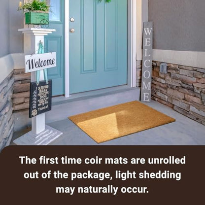 KANKUN Coco Coir Door Mat with Heavy Duty Backing, Welcome Doormat (17" x 30"), Doormat Entrance (Plain - 8Pack) - color: Plain - 8pack