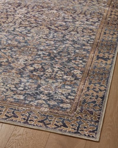 Loloi Amber Lewis Georgie Denim/Spice 2'-6" x 7'-6" Runner Rug - color: Denim / Spice, size: 2'6" x 7'6" (Rectangular)