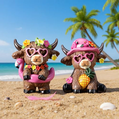 Karenhi 2 Pcs Flamingo Figurines Resin, Summer Decorations Tabletop Home - style: Hawaii