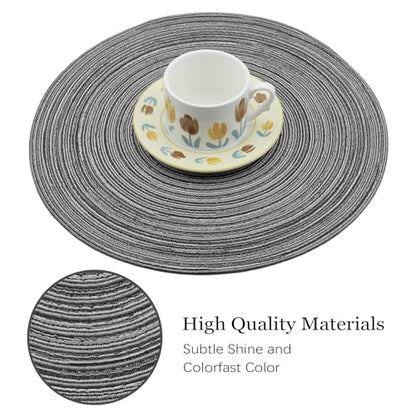 MIAOMIAO Round Placemats Set of 6 Braided Dining Table Kitchen Decor Mets - color: Beige