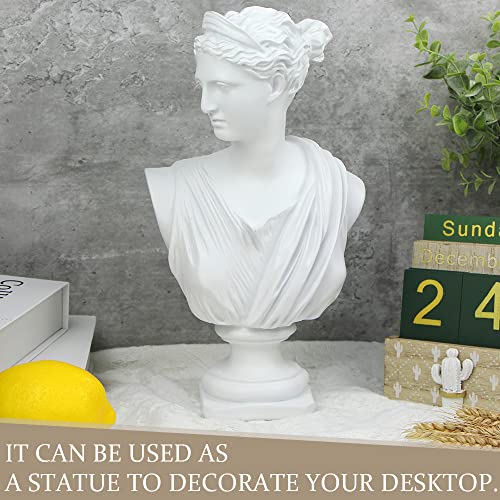 Norrclp 12.5in Greek Statue of Diana, Classic Roman Head Bust - color: Anna-12.5in