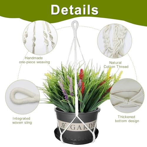 2 Pack Macrame Plant Hanger Large, 37.8 Inch Plant Hanger Indoor Outdoor - size: 38inch