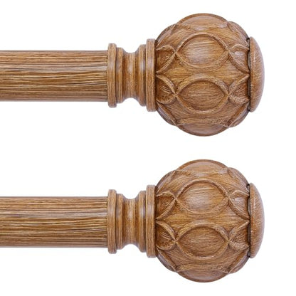 TANGWIN 2 Pack Wood Curtain Rods for Windows 28 to 48 Inch(2.3-4Ft),1 Inch Adjustable Curtain Rod,Heavy Duty Curtain Rods,Wooden Netted Texture Drapery Rods,Single Window Curtain Rod 18-45",Brown Wood - color: Wood, size: 18-45" & 2pack