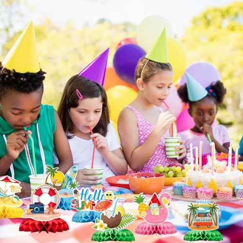 9PCS Summer Party Decorations Table Centerpieces, Hello Summer Table Decorations for Tropical Beach Pool Birthday Party Supplies - style: Summer