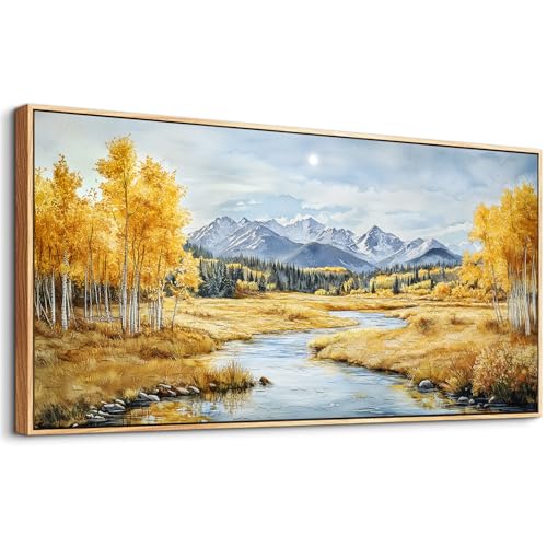 ERQINHUA Large Canvas Wall Art For Living Room Wall Decorations For Bedroom Pastoral Yellow Landscape Wood Framed Farmhouse Restaurant Wall Pictures Print Artwork Ready To Hang Home Decor 24"X48" - color: Yellow Landscape Wood Frame, size: 48"L x 24"W