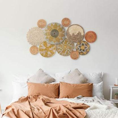 Tatuo 11 Pcs Boho Wall Basket Decor Woven Wall Hanging Art, Lively - style: Lively