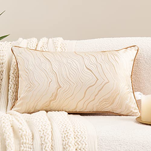 Avigers Lumbar Pillow Cover 12 x 20 Inch, Beige, Rayon Blend, Hidden Zipper - color: Beige, size: 20" x 12" (Pack of 1)