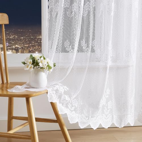 Warm Home Designs Pair of 2 54 x 96 White Crochet Curtains. SIC White 96” - color: White, size: 54"W x 96"L (Pack of 2)