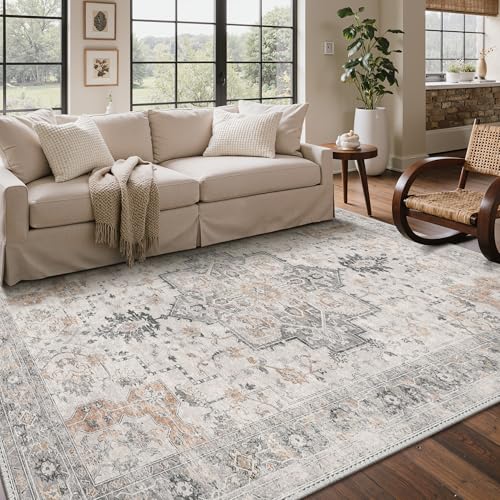 GENIMO 5x7 Washable Area Rugs for Living Room, Non Slip, Light Taupe Brown - color: Light Taupe Brown, size: 5' x 7' (Rectangular)