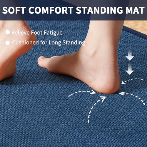 SHACOS Non Slip Kitchen Sink Rug, 17x30 Inch, Blue - color: Blue, size: 17x30"
