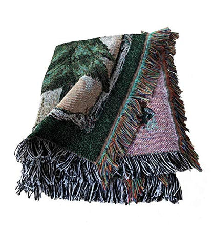 Moose Bear Lodge Woven Tapestry Throw Blanket 50"x60" - color: Moose