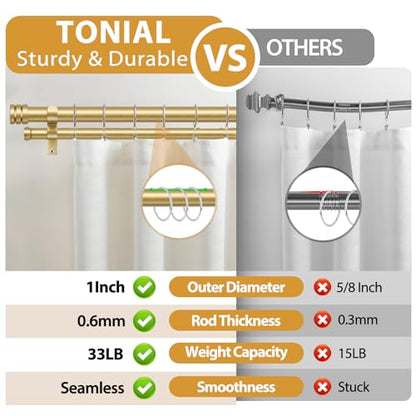 TONIAL 1 Inch Double Curtain Rods for Windows, 36 to 72 Inch, Gold - color: Gold, size: 36-72"