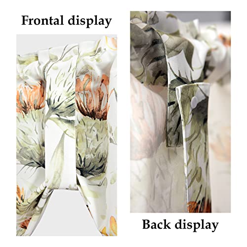 Leeva Kitchen Tie-up Curtains Valances, Linen Energy Efficient Elegance Flowers Printed Pattern Rod Pocket Small Drapes for Bedroom Living Room Cafe, 52 x 18, White, One Panel - color: T13, size: 52"W x 18"L (Tie Up)