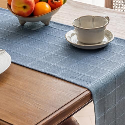 Linen Textured Table Runner, Blue Table Runners 36 Inches Long - color: Blue, size: 13×36 Inch