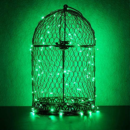 RUICHEN Fairy Lights Plug in, 33 Ft 100 LED Silver Wire Lights, Green - color: Green