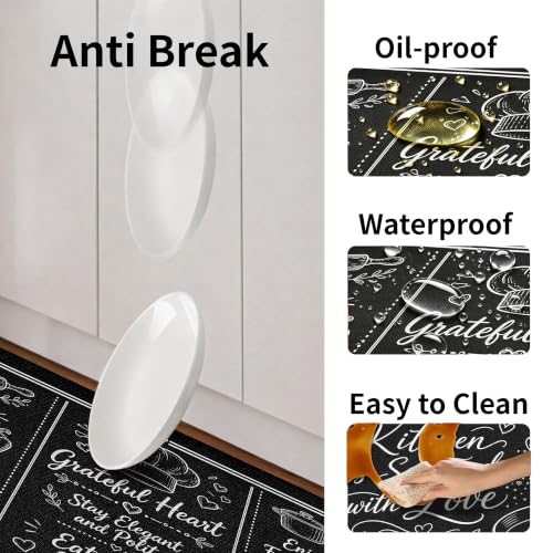 Kitchen Rugs for Floor 2 Pcs Memory Foam Padded Anti Fatigue Kitchen Mat - color: With Sayings