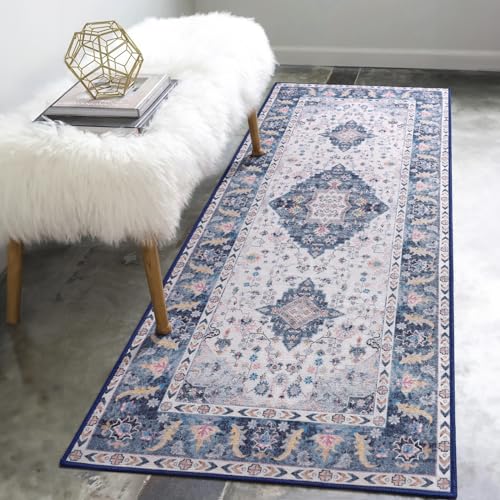 Amearea Vintage Design Runner Rugs for Living Room, 2x6 Blue Runner Rug - color: Blue, size: 2' X 6' (Runner)