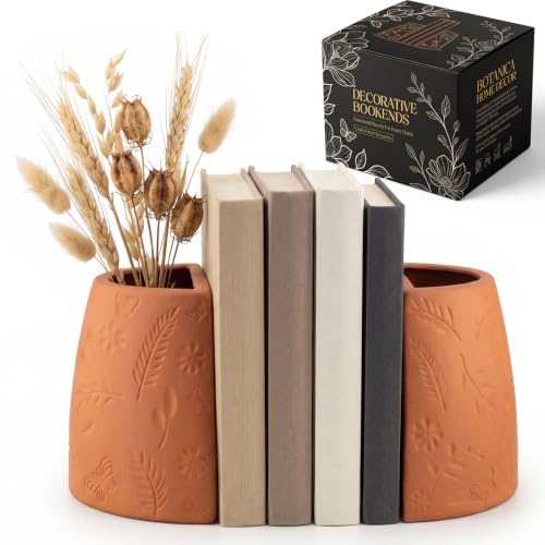 Bookends for Shelves, Set of 2 Terracotta Decorative Book Ends