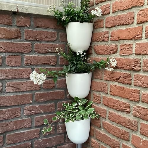 ORIMERC 4 Pack Corner Wall Mounted Hanging Planter Self Watering Triangle Plastic Flower Pot Decorative Modern Plant Vase Container Holder for Succulent Indoor Outdoor Home Office Décor White - size: 4 Pack