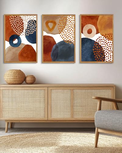 UPWOIGH Mid Century Abstract Framed Wall Art Set of 3, 16 x 24 Inch - color: Colourful, size: 24"L x 16"W