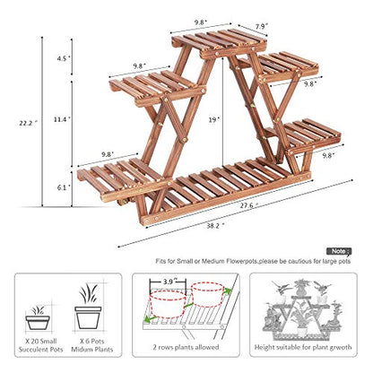 Wood Plant Stand for Multiple Plants Shelf Indoor 6 Tiered Triangle