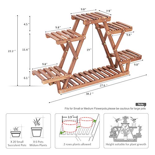 Wood Plant Stand for Multiple Plants Shelf Indoor 6 Tiered Triangle
