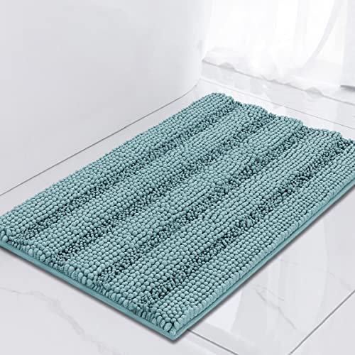 Turquoize Luxury Chenille Bath Rug for Bathroom Rugs Extra Absorbent Bath Mat Non Slip Microfiber Shower Rug for Bathroom Microfiber Shaggy Carpet Rug Size, 17"x 24", Aqua Haze - color: Aqua Haze, size: 17" x 24"