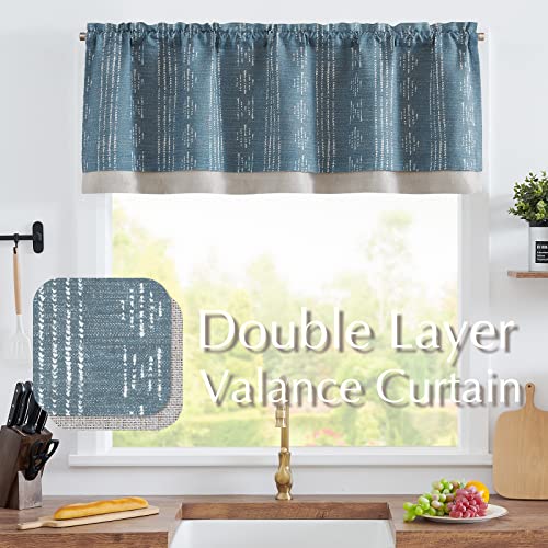jinchan Striped Valance 18 Inch Modern Boho 1 Panel Blue - color: Boho Blue, size: 50"W x 18"L (Pack of 1)