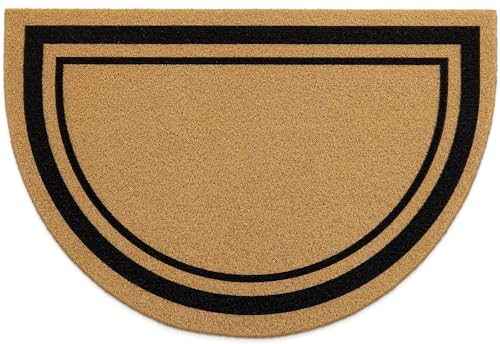 OLANLY Half Circle Door Mat 35x23, Low Profile Doormat (Border) - size: 35" X 23"