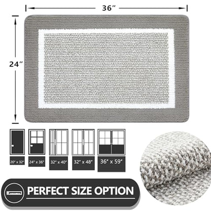 REFETONE Dirt Trapper Door Mat 24" x 36", Non-Slip Washable Doormats, Grey