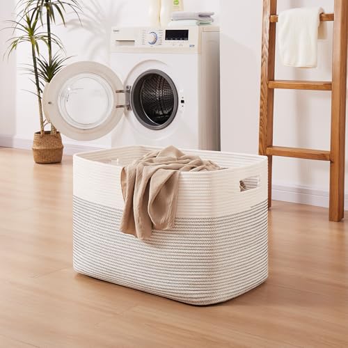 OIAHOMY 108L Extra Large Blanket Basket Dog Toy Basket Black/White - color: Black/White