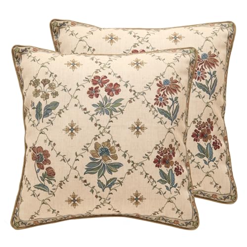patdrea French Vintage Linen Throw Pillow Cover,18"x18",Set of 2-Audrey A - color: Audrey a, size: 18" x 18" (Pack of 2)
