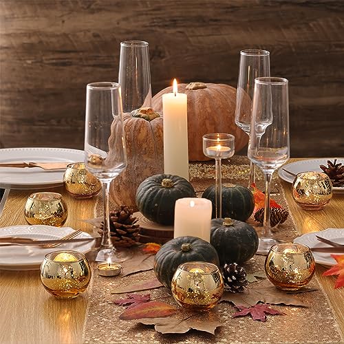 Volens Round Gold Votive Candle Holders, Mercury Glass Votives Set of 12 - color: Gold, size: 12 PACK