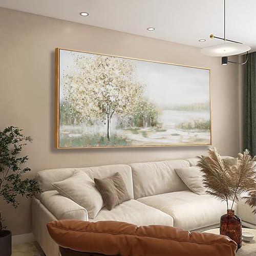 Canvas Wall Art Wall Decor Bedroom Pictures Decoration Spring Scene Nature Landscape Tree Plants Artwork Abstract Wall Art Large Size Modern Painting Framed Pictures For Living Room Home Kitchen Office 29" X 58" - color: Green, size: 58"L x 29"W
