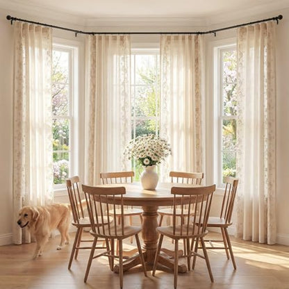 jinchan Floral Linen Curtains, Back Tab 50x96 Inch, 2 Panels Beige - color: Vine | Beige, size: 50"W x 96"L (Pack of 2)