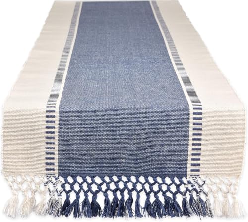DII Dobby Stripe Woven Table Runner, 13x72-inch, French Blue (Pack of 12) - color: French Blue, size: 13x72" (13x77.5, Fringe Included) (Pack of 12)