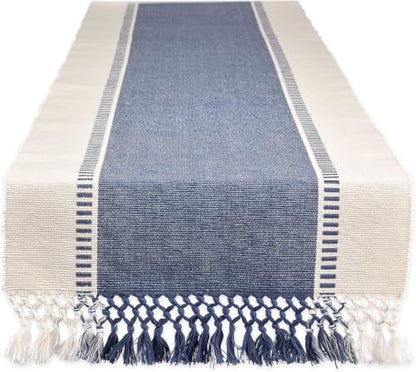 DII Dobby Stripe Woven Table Runner, 13x72-inch, French Blue (Pack of 12) - color: French Blue, size: 13x72" (13x77.5, Fringe Included) (Pack of 12)