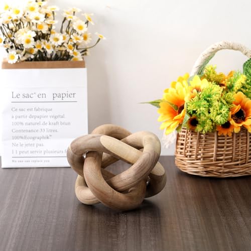 Yalikop 3 Link Wood Knot Decor Rustic Table Shelf Accents, Acacia Wood - color: Acacia Wood